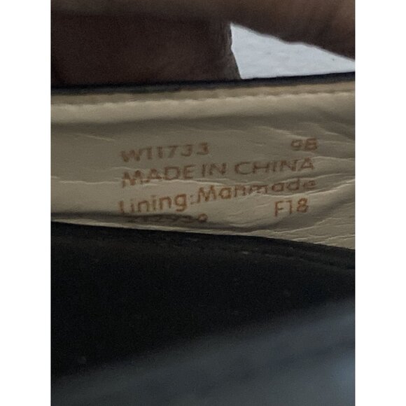 Cole Haan Women Size 9.5 Black Leather Ankle Strap Wedge Rear Zip Heels shoes - Picture 7 of 7